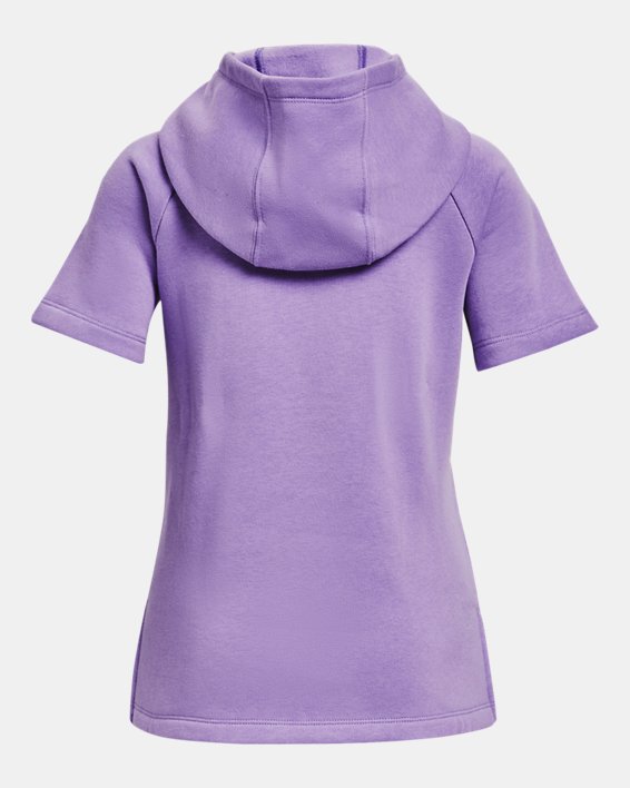 Girls' UA Rival Fleece Short Sleeve Hoodie, Purple, pdpMainDesktop image number 1